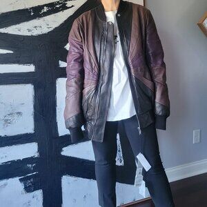 RICK OWENS Leather Multi color jacket (Brown, Black, Burgundy) IT  MD, US 50